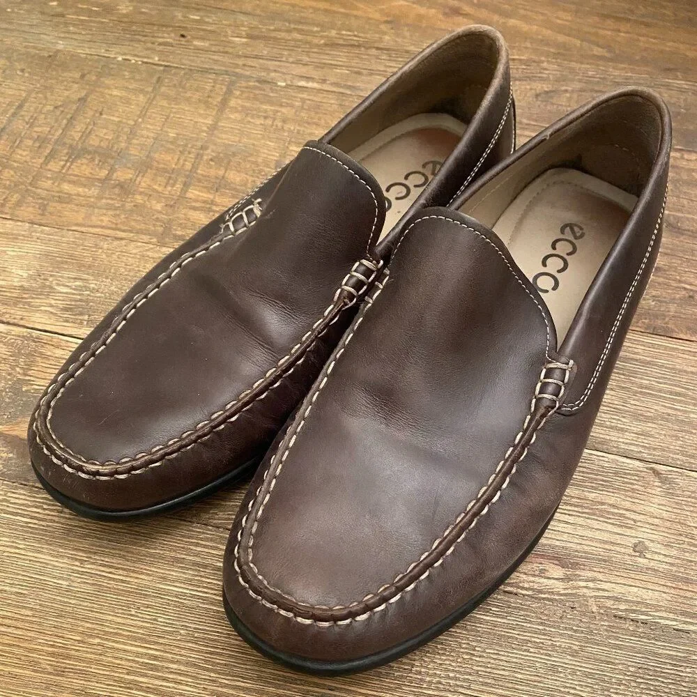 ECCO Classic Moc 2.0 Driving Shoe Loafers Brown Leather Men's EU 42 US 8 Slip On